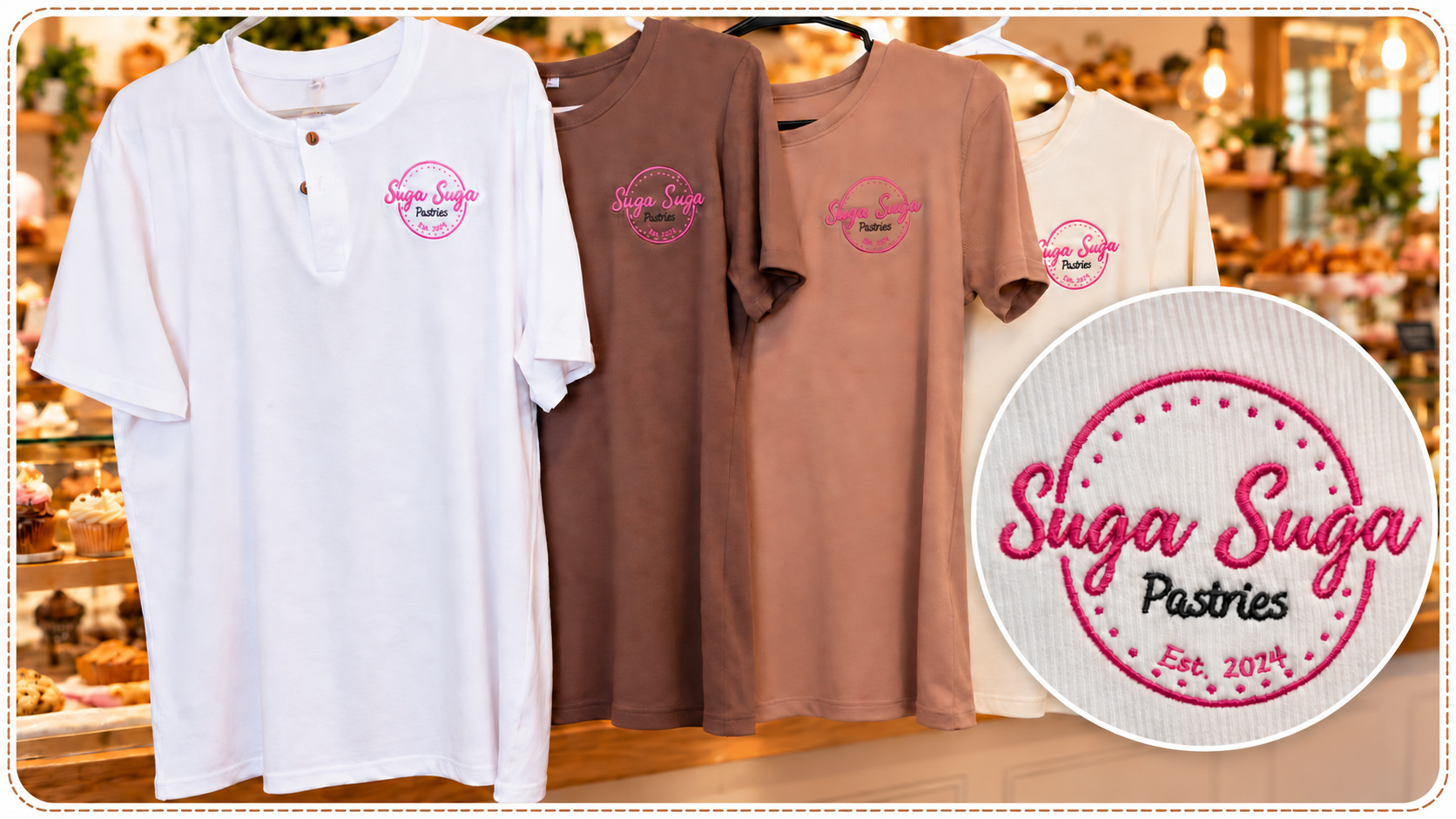 Suga Suga Pastries Custom Embroidered business shirts!